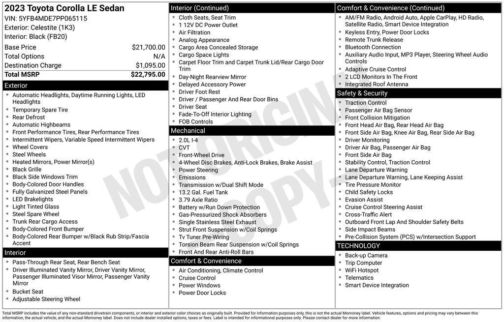 2023 Toyota COROLLA LE