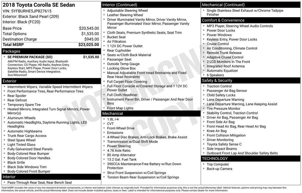 2018 Toyota COROLLA LE