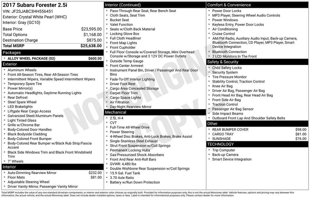 2017 Subaru Forester 2.5i