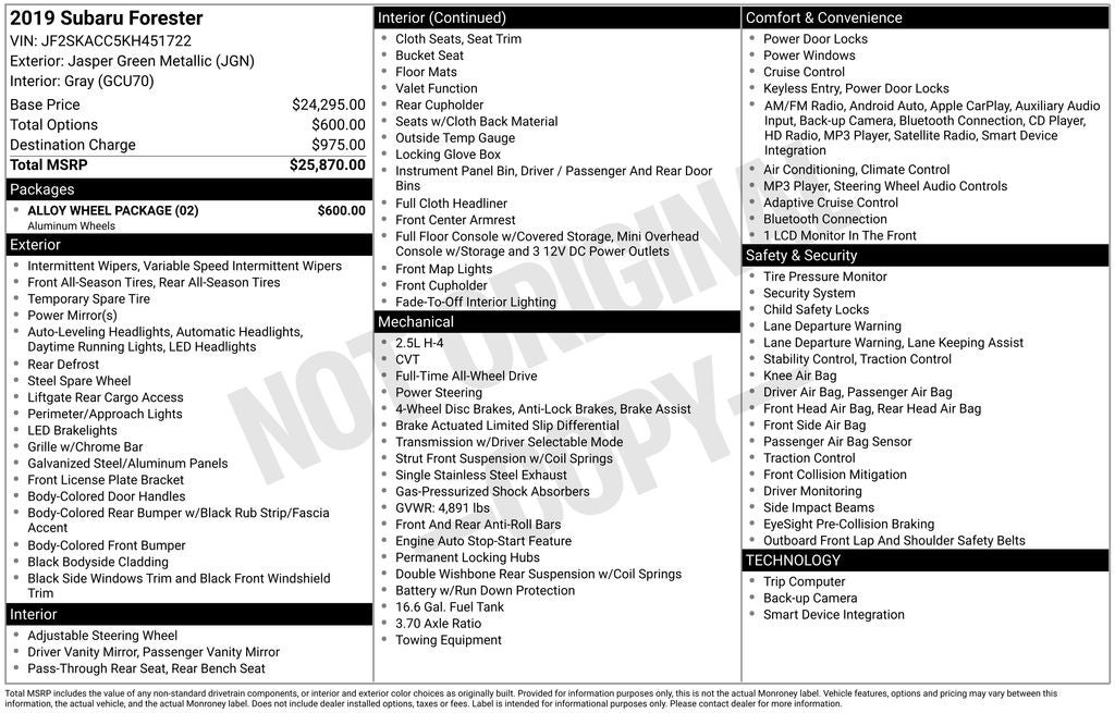 2019 Subaru Forester Base