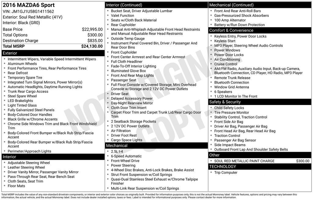 2016 Mazda Mazda6 i Sport Sport