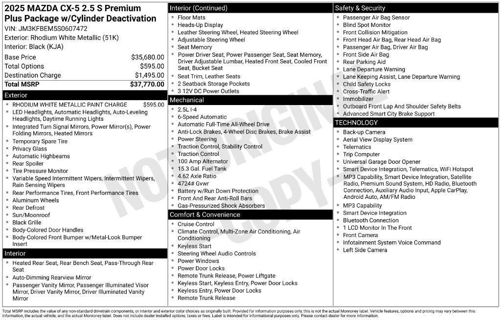 2025 Mazda Mazda CX-5 2.5 S Premium Plus Package