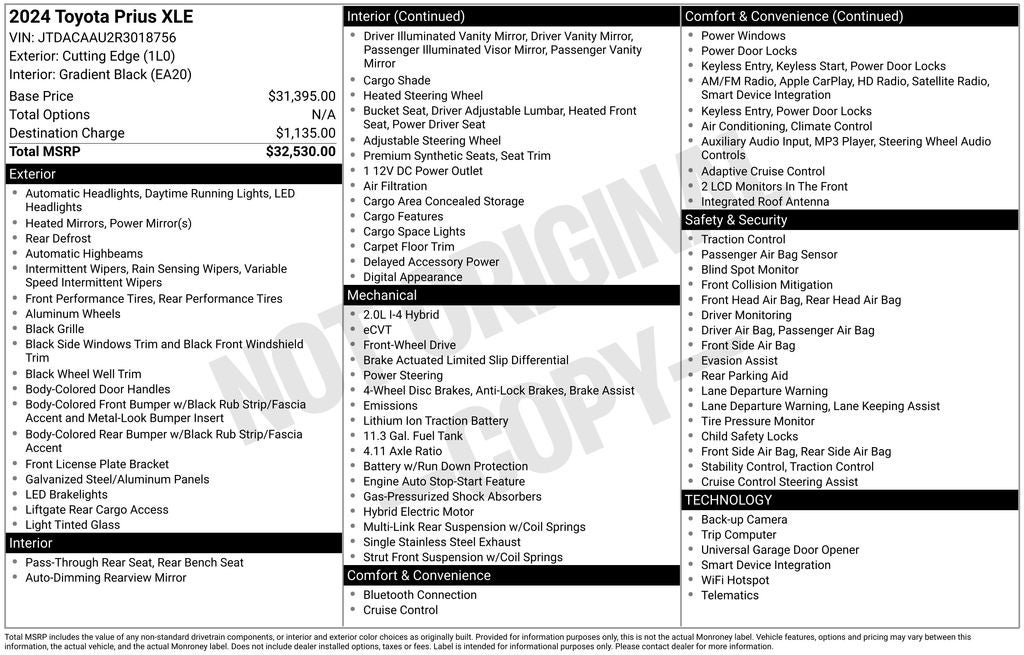 2024 Toyota PRIUS XLE