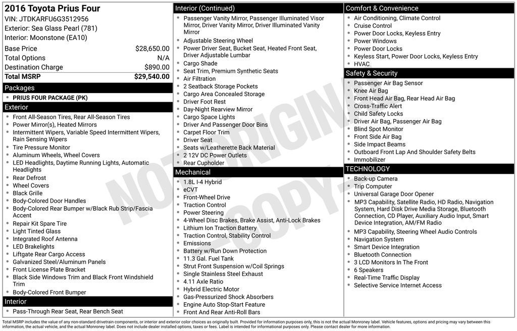 2016 Toyota PRIUS Three