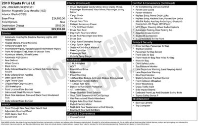 2019 Toyota PRIUS LE