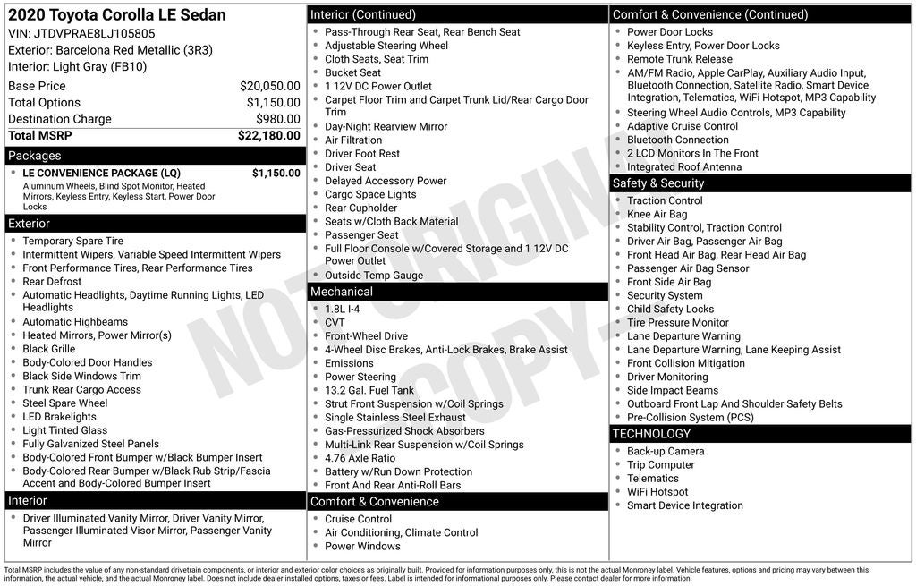 2020 Toyota Corolla LE