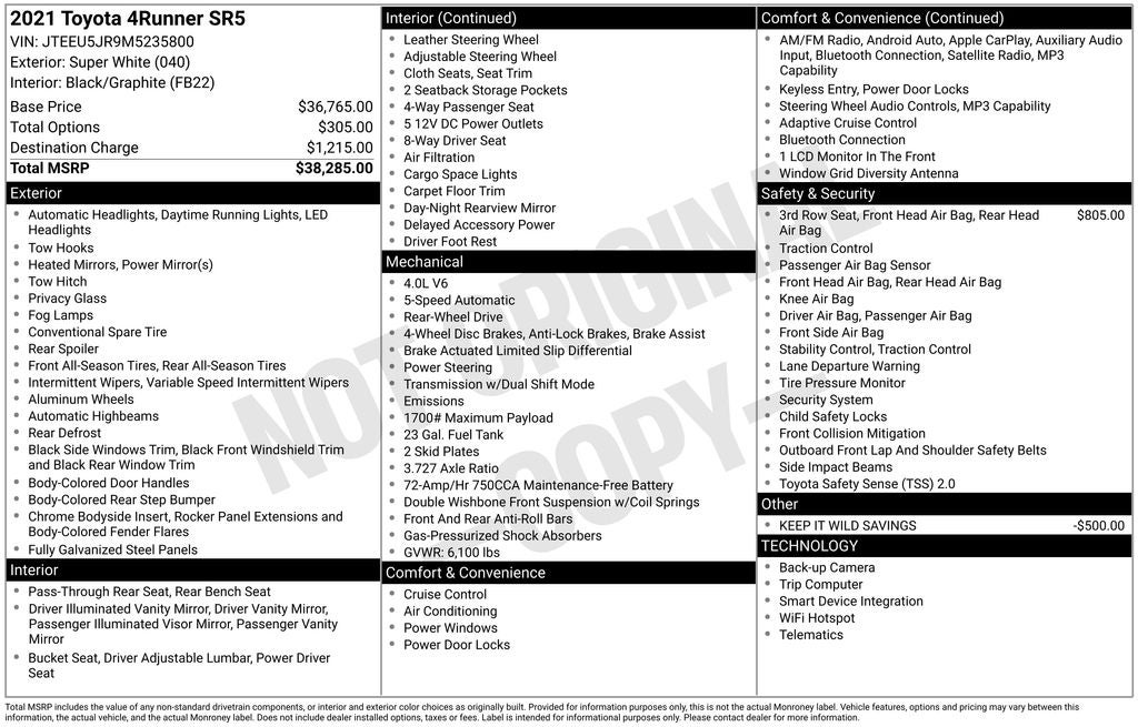 2021 Toyota 4RUNNER SR5