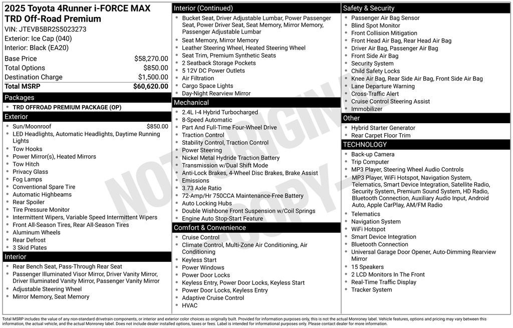 2025 Toyota 4Runner i-FORCE MAX TRD Off Road Premium