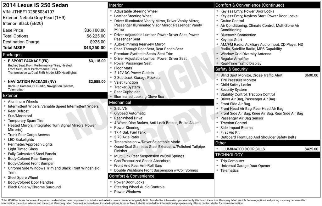 2014 Lexus IS 250 250
