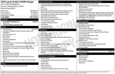 2025 Lexus IS 350 F SPORT Design