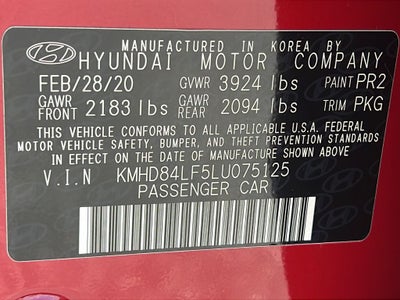 2020 Hyundai Elantra Value Edition