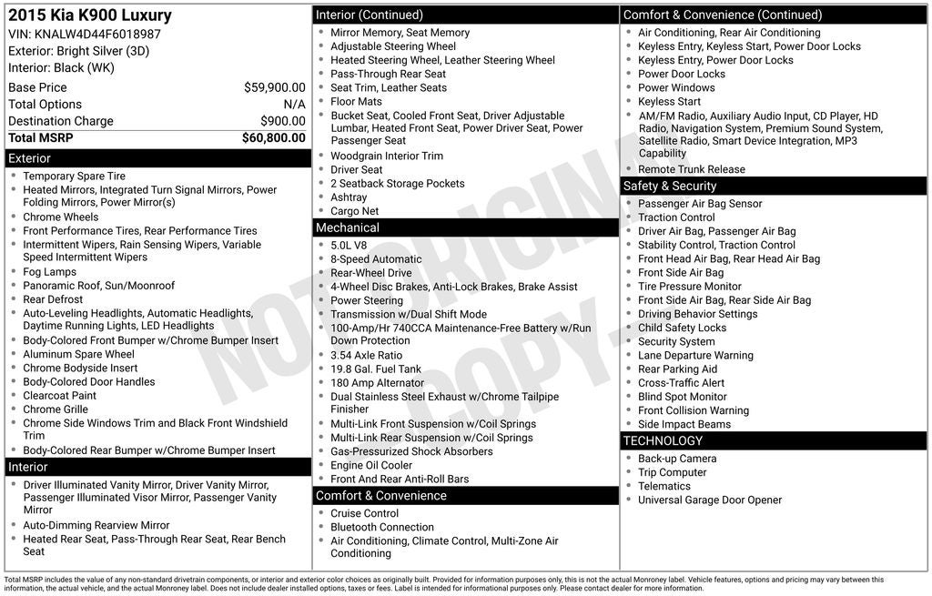 2015 Kia K900 Luxury