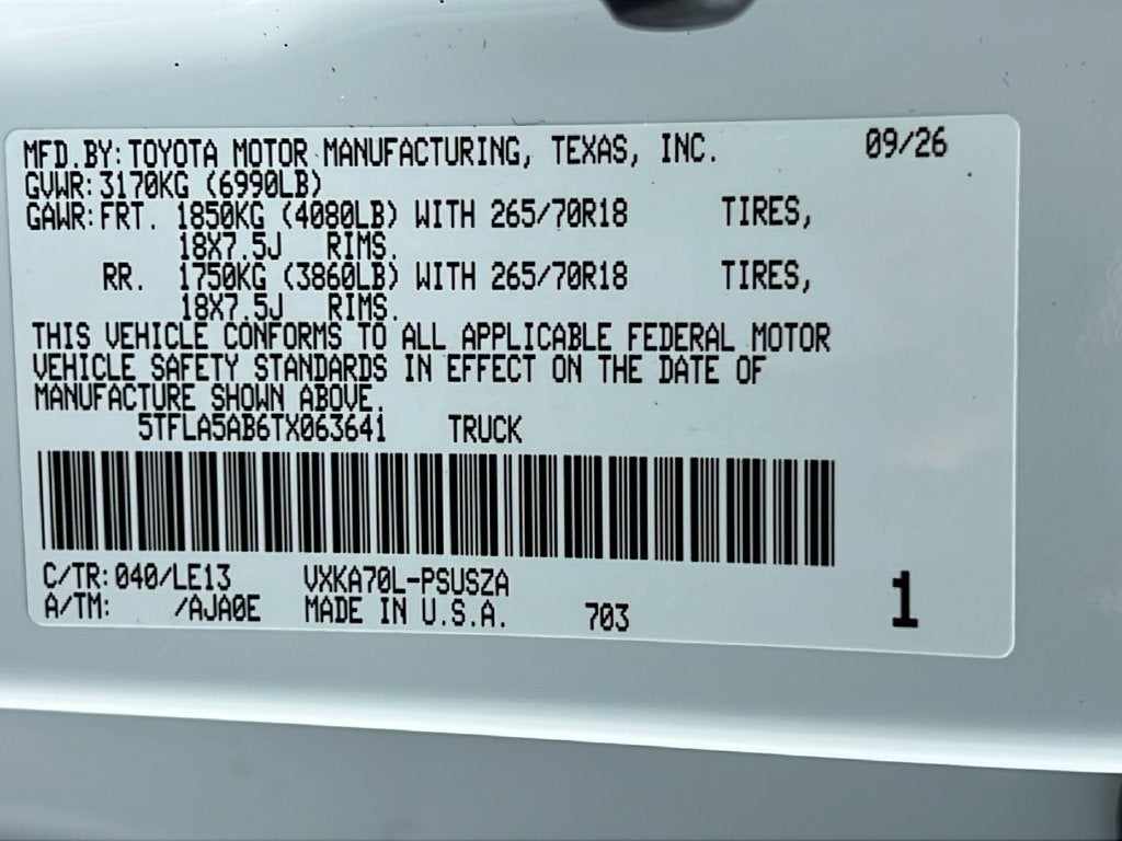 2026 Toyota Tundra SR5